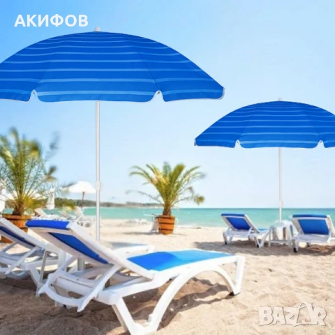 Плажен чадър Muhler U5016 – 130x180 см, с метална конструкция и устойчив TNT плат, снимка 4 - Градински мебели, декорация  - 50600559