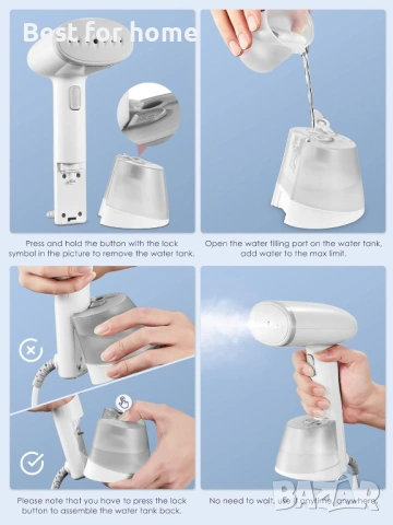 Ръчен уред за гладене с пара, преносим уред за гладене с пара за дома и пътуване, снимка 7 - Ютии - 53744047