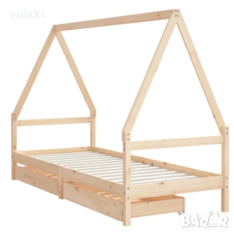 vidaXL Детска рамка за легло с чекмеджета, 90x190 см, бор масив, снимка 3 - Бебешки легла и матраци - 56148060
