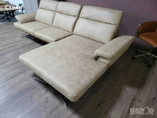 Бежов ъглов диван от плат "Bolsano", снимка 3 - Дивани и мека мебел - 48306511
