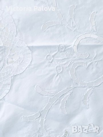 Красива кръгла бяла покривка памук, снимка 4 - Покривки за маси - 41711597