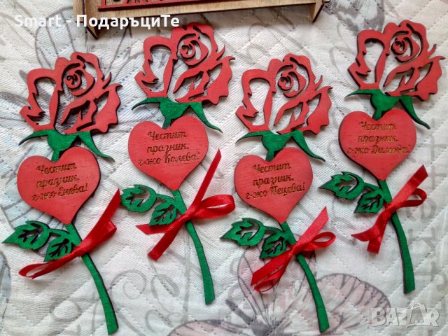 Подарък за Свети Валентин и Осми март - дървена роза с надпис по желание, снимка 2 - Подаръци за жени - 39426327