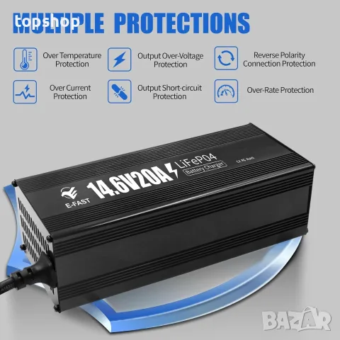 Чисто ново смарт зарядно устройство E-FAST 12V 20A за LiFePO4 литиеви акумулатори  , снимка 6 - Аксесоари и консумативи - 55753860