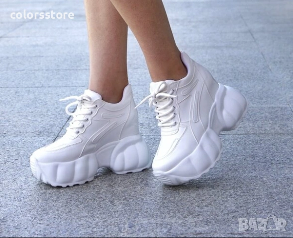 Кецове на платформа - бяла кожа - PA90 