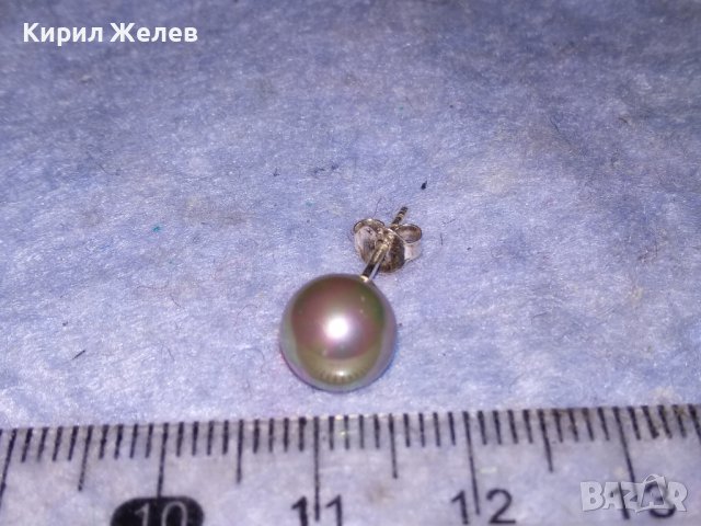 ИЗУМИТЕЛНО КРАСИВА ПЕРЛЕНА СРЕБЪРНА ОБЕЦА СРЕБРО 925 с РЯДКА НАТУРАЛНА РАЗНОЦВЕТНА ПЕРЛА 38223, снимка 7 - Обеци - 40940696