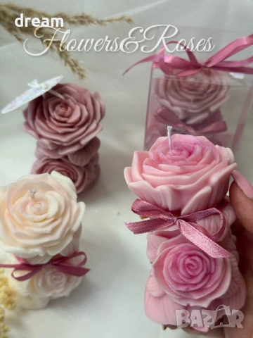 Декоративна соева свещ”Рози”, снимка 6 - Романтични подаръци - 52503229