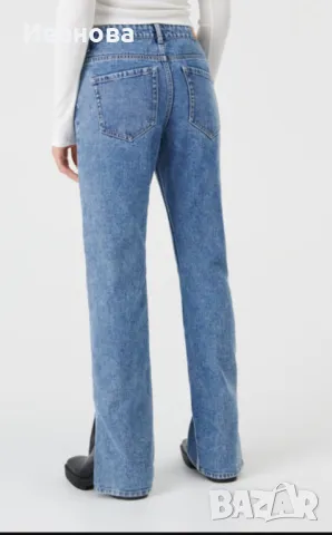 Черни 100% памучни дънки с прав крачол , снимка 13 - Дънки - 49608053