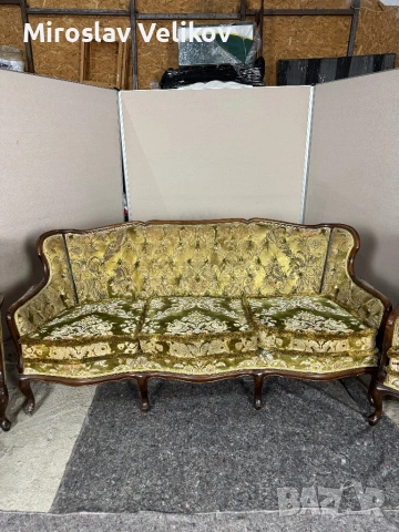 Старинен Диван сет с два фотьойла и табуретка за реставриране , снимка 4 - Антикварни и старинни предмети - 53471041