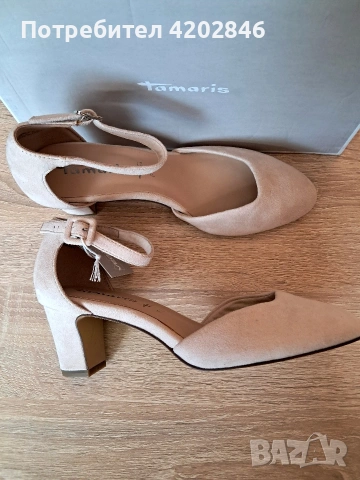 Tamaris Естествен велур , снимка 7 - Дамски обувки на ток - 53686306