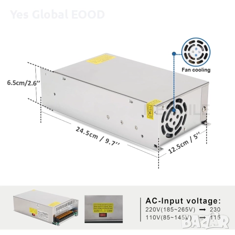 MEISHILE захранване 60V 20A 1200W индустриално S-1200-60, снимка 5 - Друга електроника - 52935717