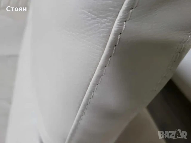 ПРОМОЦИЯ!!! Комплект кремави кожени дивани две тройки, снимка 4 - Дивани и мека мебел - 50659075