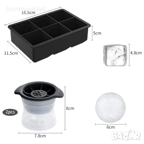К-т форми за лед FYLINA ICE CUBE TRAYS HK03002-BLK (X0011JX8WJ), снимка 3 - Форми - 47542846