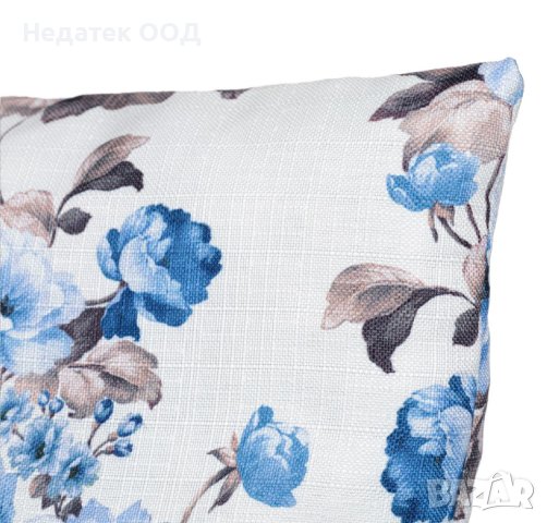 Декоративна възглавница Blue Floral,  50x30cм, Бял/ син, снимка 3 - Възглавници - 41016750