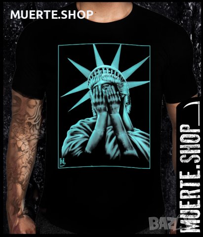 Черна тениска с щампа LADY LIBERTY TEARS