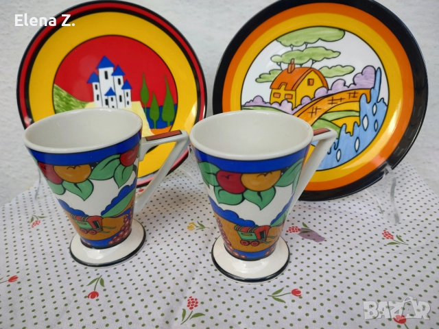2 винтидж чаши Sadler Clarice Cliff Art deco, снимка 8 - Чаши - 52798589