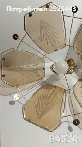 Абажур (Полилей) метален с 5 стъкла и Нова LED крушка Е27 9W 4000K, снимка 2 - Лампи за таван - 41705361