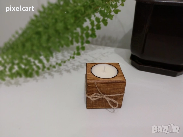 Декоративен сет от 2 части - цвят орех + Подарък 6 чаени свещи, снимка 10 - Декорация за дома - 52173653