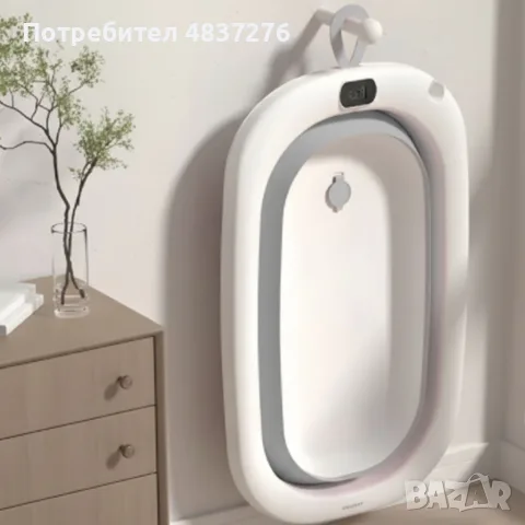 Сгъваема бебешка вана с термометър и възглавница, снимка 7 - За банята - 55775799