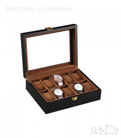 ЧЕРНА ДЪРВЕНА КУТИЯ ЗА 6, 10 ИЛИ 12 ЧАСОВНИКА И АКСЕСОАРИ - код 2656, снимка 3 - Подаръци за мъже - 34165248