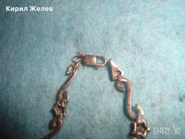 НЕЖНА СКЪПОЦЕННА СТАРА АРТ НУВО СТИЛ ГРИВНА СРЕБРО 925 с ФАСЕТИРАНИ ЦИРКОНИ ЮВЕЛИРНА ИЗРАБОТКА 25806, снимка 5 - Гривни - 35870551