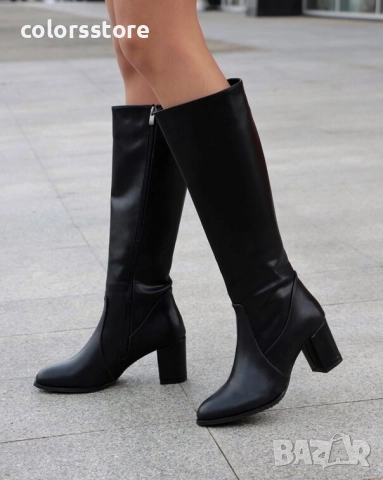 Ботуши на ток - черна кожа - TVD12 