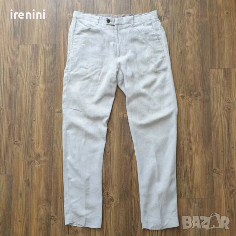 Страхотен мъжки летен панталон H&M  Linen Blend слим фит ,  размер 50 , 100%  лен , снимка 1 - Панталони - 36264507