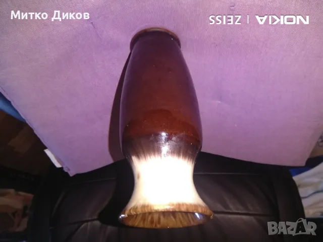 Керамична ваза отлична кафява с бяло Н-203мм фи долу-60мм и горе 76мм