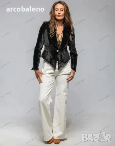 Дамски кадифен ретро блейзър (сако) с едно копче с V-образно деколте, 4цвята , снимка 17 - Сака - 48134999