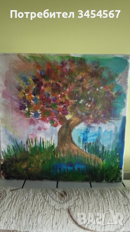 Ръчно рисувана картина на платно "Дърво" маслени бои