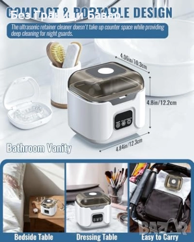 Нов Портативен ултразвуков почистващ апарат уред 240ml с LED и таймер , снимка 6 - Други - 52655410