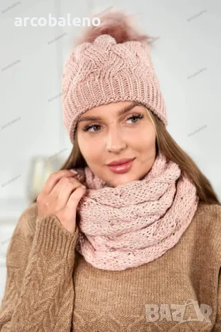 Дамски зимен комплект, 10цвята , снимка 6 - Шапки - 47514171