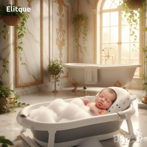 Сгъваема бебешка вана с термометър и възглавница на едро , снимка 4 - Други - 53400719