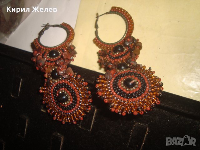 ХЕНД-МЕЙД АРТ ОБЕЦИ с КАМЪНИ и МЪНИСТА МНОГО ЕФЕКТНИ и КРАСИВИ 2771, снимка 6 - Обеци - 33789341