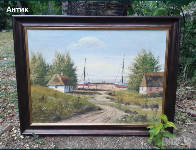 Красива Стара Картина Живопис Маслени Бои на Платно Канава, снимка 10 - Антикварни и старинни предмети - 53772607