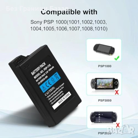 Нова Презареждаема Li-ion батерия 1800mAh за Sony PSP 1000 3.6V фото, снимка 2 - Батерии, зарядни - 53692128