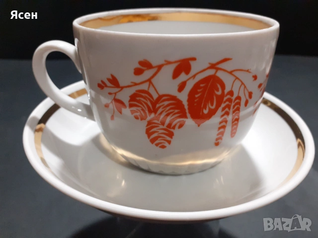 Комплект Чаша+чинийка.Руски порцелан за чай.Маркировка.