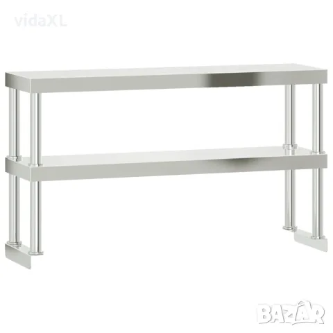 vidaXL Работна маса, 2 нива, 110x30x65 см, неръждаема стомана（SKU: 376449）