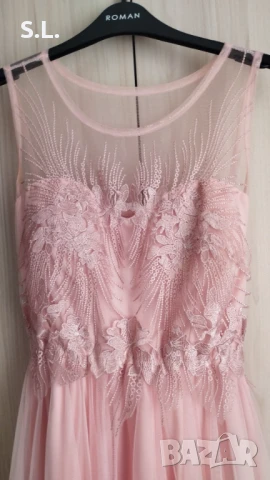 Розова рокля с тюл, снимка 3 - Рокли - 50607113