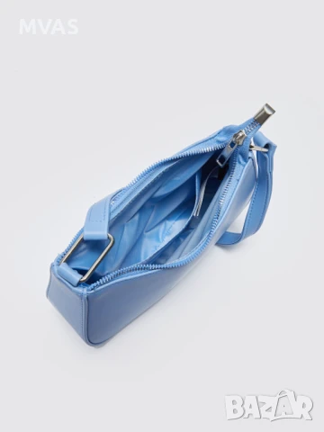 Нова дамска чанта за рамо тип багета Синя, снимка 5 - Чанти - 50967460