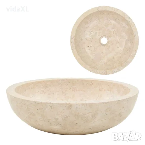 vidaXL Мивка, 40x12 см, мрамор, кремава