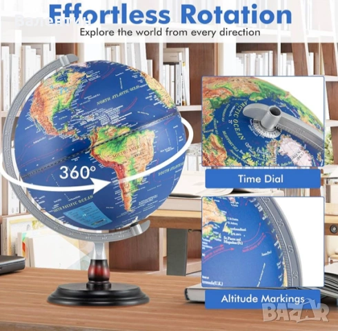 Светещ релефен глобус / настолна лампа 30 см., снимка 4 - Настолни лампи - 53311109