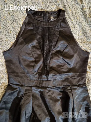 Сатенена рокля с деколте от дантела размер 3XL, снимка 2 - Рокли - 48058991