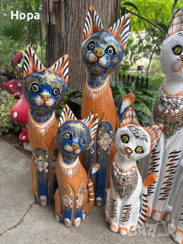 Котка от дърво 50см , снимка 16 - Статуетки - 28068091