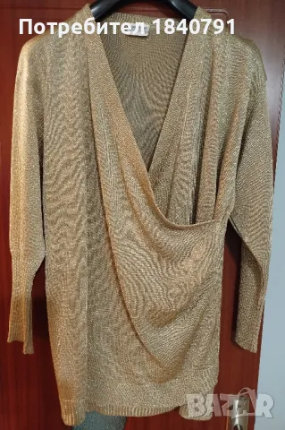 Златиста блуза/блузон – елегантна, размер L, снимка 4 - Блузи с дълъг ръкав и пуловери - 48612150