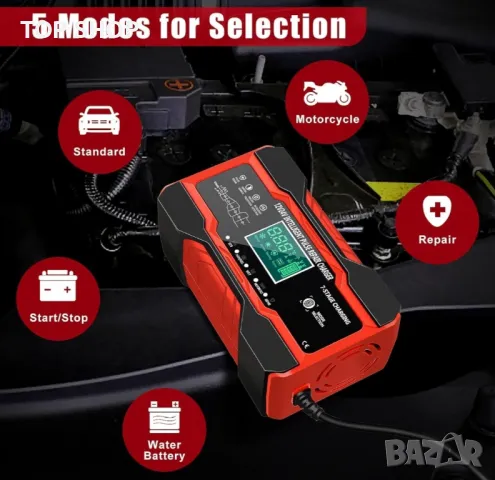 Зарядно устройство за автомобилни акумулатори 10A 12V 24V, снимка 4 - Аксесоари и консумативи - 48934921