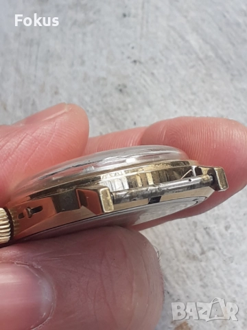 Мъжки механичен часовник Слава - 10 микрона позлата, снимка 4 - Антикварни и старинни предмети - 52695455