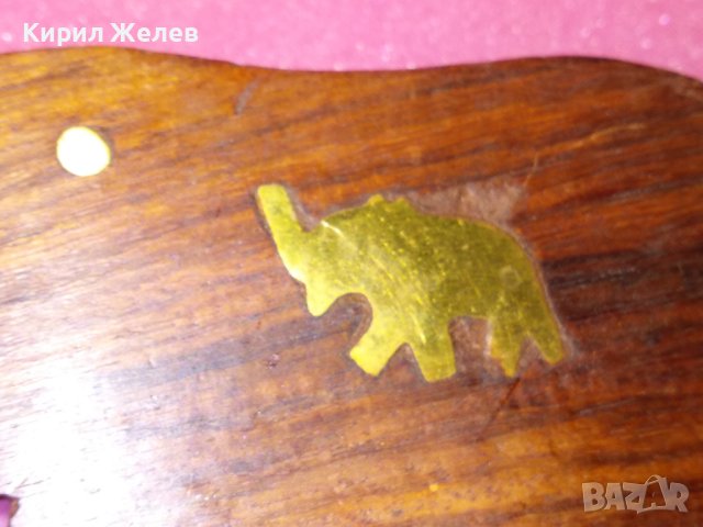 2 СТАРИ АЗИАТСКИ СЛОНЧЕТА АРТ ПАНО от САНДАЛОВО ДЪРВО и МЕСИНГ РЪЧНА ИЗРАБОТКА 42835, снимка 3 - Пана - 44185181