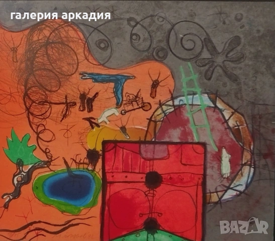 Милко Божков - картина, 42,5 х45,5 см., снимка 2 - Картини - 53613635