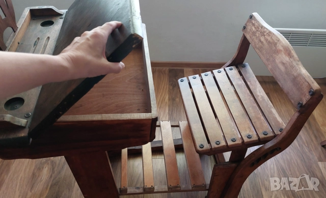 Старинен дървен ученически чин, снимка 3 - Бюра - 51864020