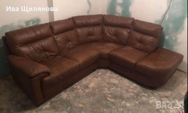 ъглов диван от естествена кожа